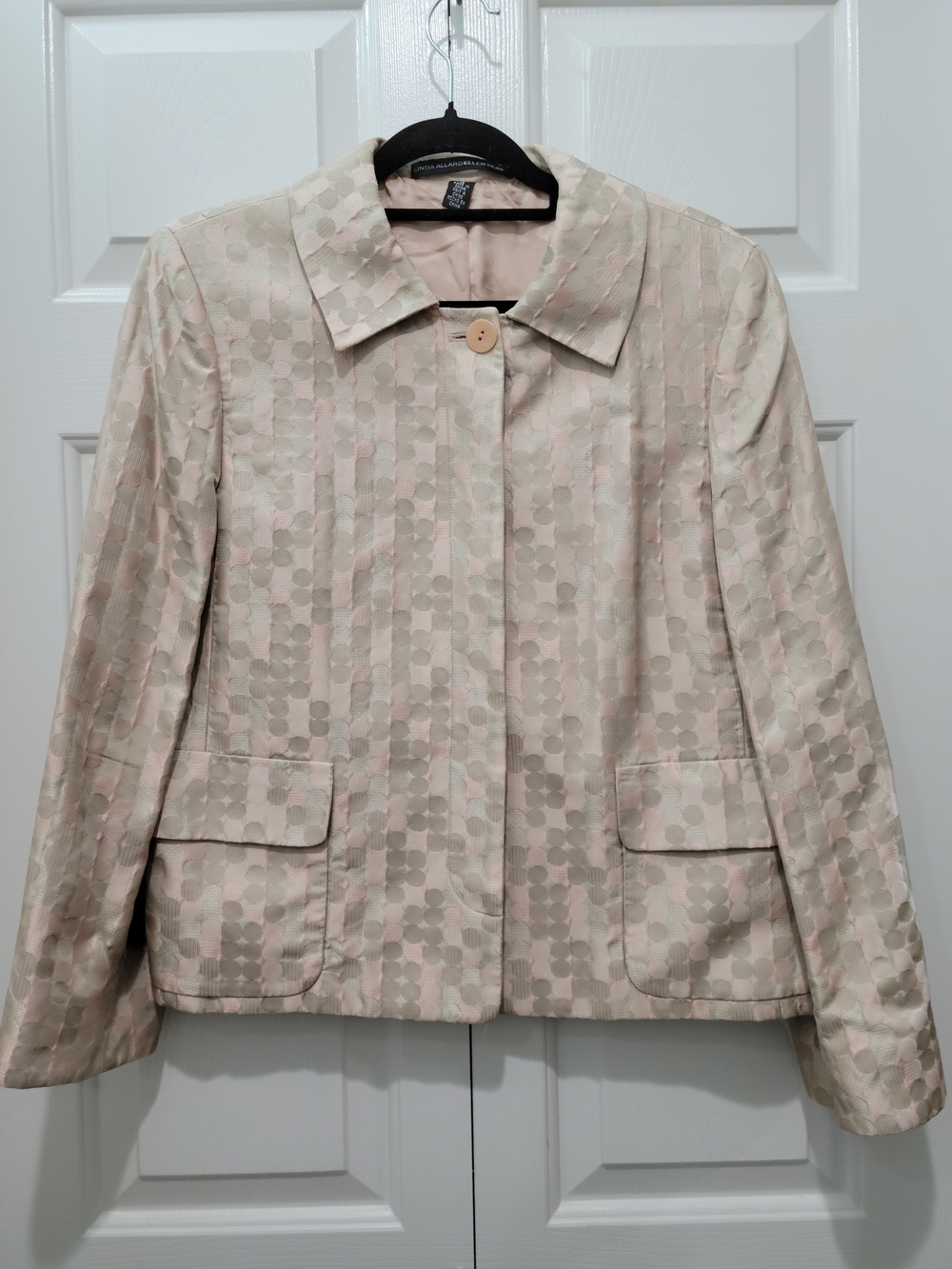 Linda Allard Ellen Tracy Women's Cream & Peach Patterned Silk/Rayon Blazer